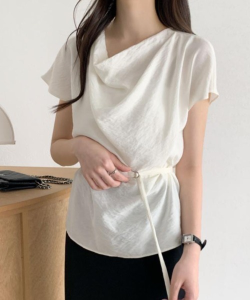 semplice（センプリチェ）の「Ｔシャツ【韓国ファッション】（Tシャツ/カットソー・レディース・アイボリー/ネイビー・F）」の15枚目の写真