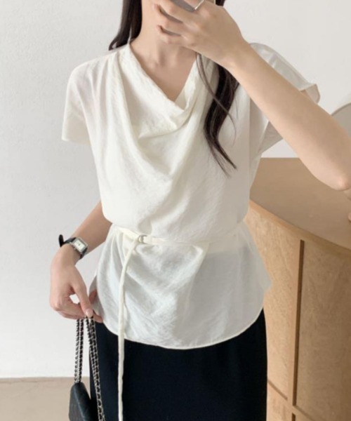 semplice（センプリチェ）の「Ｔシャツ【韓国ファッション】（Tシャツ/カットソー・レディース・アイボリー/ネイビー・F）」の17枚目の写真