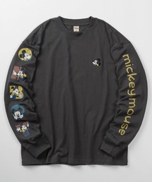 Disney（ディズニー）の「【71】【Disney ディズニー】ミッキーマウス ミニーマウス クルーネック ロングスリーブ Tシャツ 袖プリント&刺繍 ヴィンテージ風 ユニセックス レディース メンズ（Tシャツ/カットソー）」