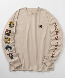 Disney（ディズニー）の「【71】【Disney/ディズニー】ミッキーマウス/ミニーマウス/クルーネック ロングスリーブ Tシャツ/袖プリント＆刺繍/ヴィンテージ風/ユニセックス/レディース/メンズ（Tシャツ/カットソー）」