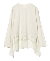 レース付き メッシュ ベロア Tシャツ