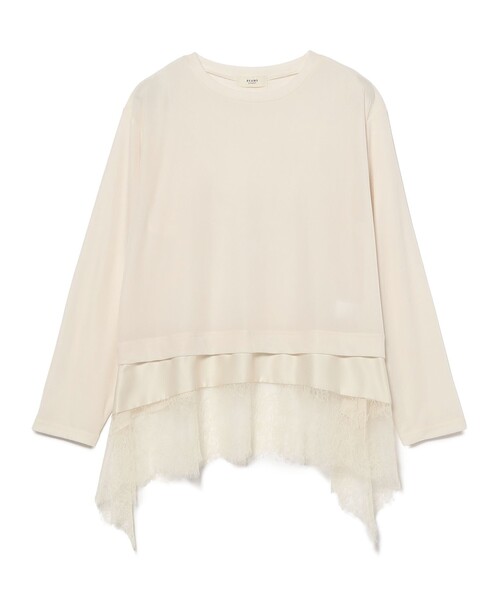 BEAMS HEART(ビームスハート)の「レース付き メッシュ ベロア Tシャツ(Tシャツ/カットソー・レディース・オフホワイト/ブラック・FREE)」の8枚目の写真