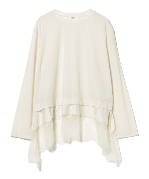BEAMS HEART(ビームスハート)の「レース付き メッシュ ベロア Tシャツ(Tシャツ/カットソー・レディース・オフホワイト/ブラック・FREE)」の14枚目の写真