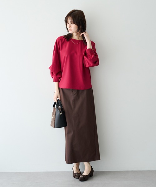 YECCA VECCA(イェッカヴェッカ)の「2wayボリューム袖ブラウス(シャツ/ブラウス・レディース・ダークグリーン/レッド/ストライプ/チャコールグレー・FREE)」の15枚目の写真