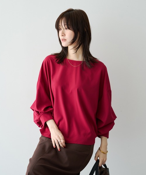 YECCA VECCA(イェッカヴェッカ)の「2wayボリューム袖ブラウス(シャツ/ブラウス・レディース・ダークグリーン/レッド/ストライプ/チャコールグレー・FREE)」の13枚目の写真