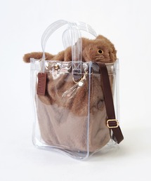 WOVEN (ウーヴン) / クリアトートバッグ CLEAR PVC TOTE  × エコファー ねこ 2WAY BAG 猫巾着 ショルダーバッグ