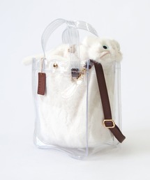 WOVEN (ウーヴン) / クリアトートバッグ CLEAR PVC TOTE × エコファー ねこ 2WAY BAG 猫巾着 ショルダーバッグ