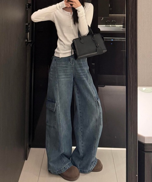 mebole(メボレ)の「cargo denim pants(デニムパンツ・レディース・ブルー・MEDIUM/LARGE)」の7枚目の写真