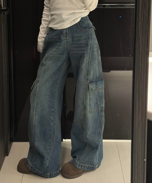 mebole(メボレ)の「cargo denim pants(デニムパンツ・レディース・ブルー・MEDIUM/LARGE)」の9枚目の写真
