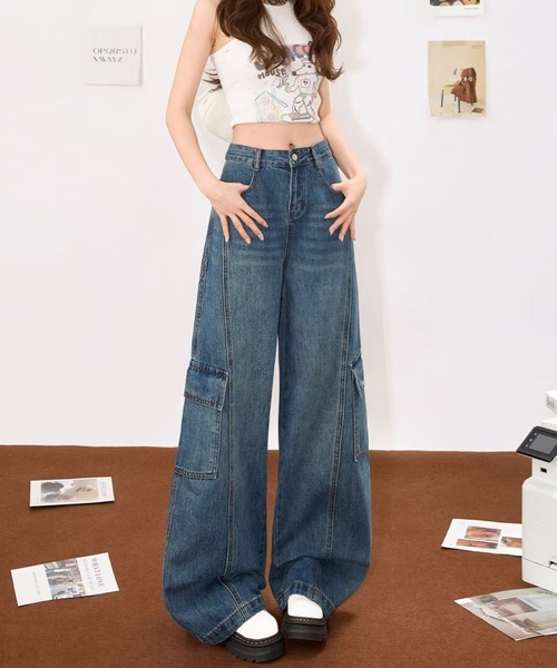 mebole(メボレ)の「cargo denim pants(デニムパンツ・レディース・ブルー・MEDIUM/LARGE)」の15枚目の写真