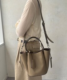 【WEB限定】シボ合皮変形バケツトート