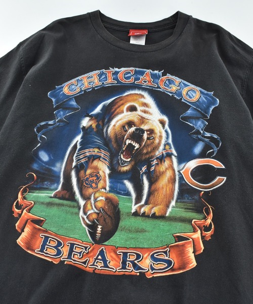 NBA/NFL/NHL/MLB（エヌビーエーエヌエフエルエヌエイチエルエムエルビー）の「【USED】90’s NFL Chicago Bears アメフト Tシャツ（Tシャツ/カットソー・メンズ・ブラック・X-LARGE）」の6枚目の写真