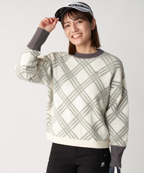 FILA GOLF(フィラゴルフ )の「クルーネックセーター(ニット/セーター・レディース・ブルー/オフホワイト/ブラック・MEDIUM/LARGE/X-LARGE)」の2枚目の写真