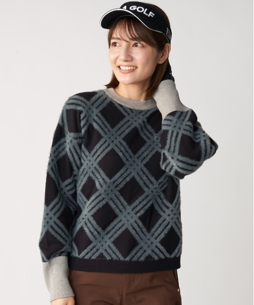 FILA GOLF(フィラゴルフ )の「クルーネックセーター(ニット/セーター・レディース・ブルー/オフホワイト/ブラック・MEDIUM/LARGE/X-LARGE)」の1枚目の写真