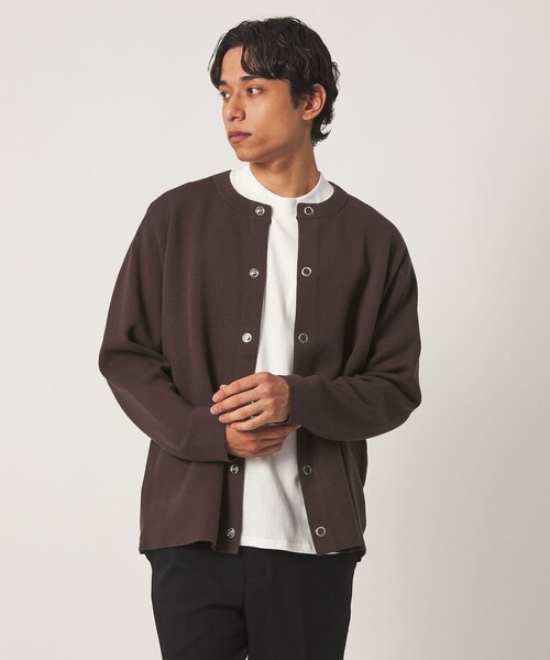 A DAY IN THE LIFE UNITED ARROWS(アデイインザライフユナイテッドアローズ)の「ハイゲージ ミラノリブ カーディガン+Tシャツ-セットアイテム・ウォッシャブル-<A DAY IN THE LIFE>(カーディガン/ボレロ・メンズ・ダークブラウン/ブラック/グレー系・L/M)」の1枚目の写真
