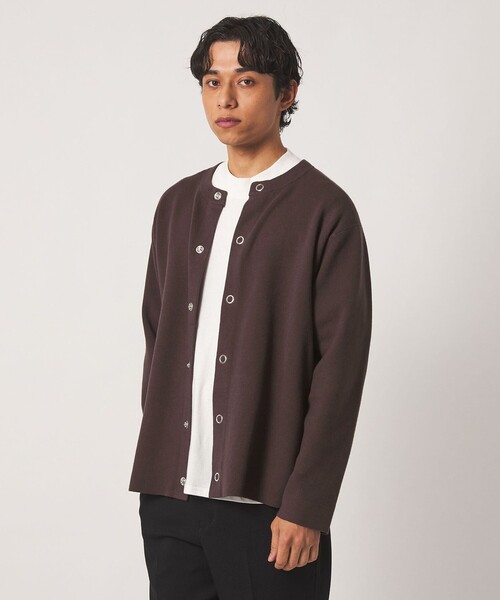 A DAY IN THE LIFE UNITED ARROWS(アデイインザライフユナイテッドアローズ)の「ハイゲージ ミラノリブ カーディガン+Tシャツ-セットアイテム・ウォッシャブル-<A DAY IN THE LIFE>(カーディガン/ボレロ・メンズ・ダークブラウン/ブラック/グレー系・L/M)」の4枚目の写真