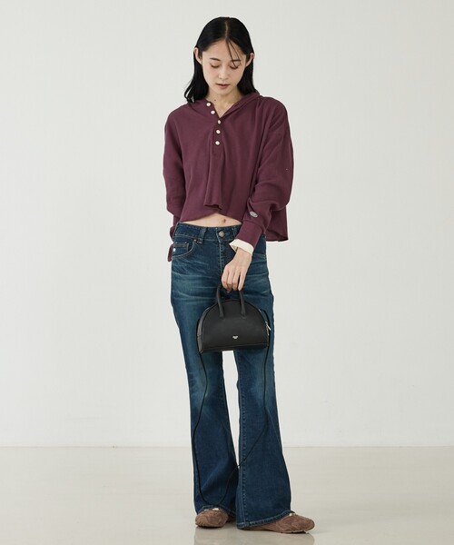 Rouge vif la cle(ルージュヴィフラクレ)の「【blancle/ブランクレ】オイルスムースレザー2WAYミニボストンバッグ/OILED SMOOTH LEATHER 2WAY MINI BOSTON/bc1246/ボストンバッグ(ボストンバッグ・レディース・ピンク/ブラック/ライトブラウン・フリー)」の5枚目の写真