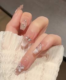 MASHIRO（マシロ）の「【MASHIRO】バタフライマグネットネイル風 うるちゅるネイルチップ ロング バレリーナデザイン フルアート(MA/EK654)（ネイルシール/ネイルチップ）」