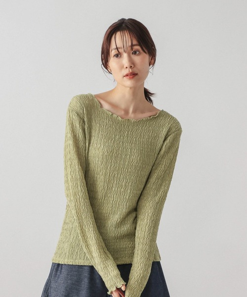 GLOBAL WORK（グローバルワーク）の「Beauteeシアージャガードプルオーバー/1054118（Tシャツ/カットソー・レディース・ブラック/オリーブ/アイボリー・MEDIUM/LARGE）」の3枚目の写真