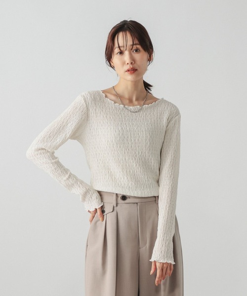 GLOBAL WORK（グローバルワーク）の「Beauteeシアージャガードプルオーバー/1054118（Tシャツ/カットソー・レディース・ブラック/オリーブ/アイボリー・MEDIUM/LARGE）」の7枚目の写真