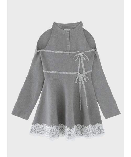 M me eme(エムミーエメ)の「Bicolor ribbon lace bolero mini onepiece(eme11114)(ワンピース・レディース・グレー/ブラック・FL/FREE/XS)」の10枚目の写真