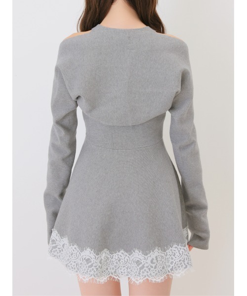 M me eme(エムミーエメ)の「Bicolor ribbon lace bolero mini onepiece(eme11114)(ワンピース・レディース・グレー/ブラック・FL/FREE/XS)」の4枚目の写真