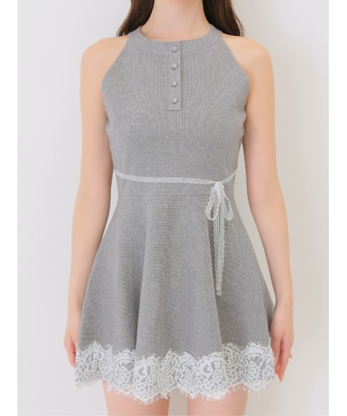 M me eme(エムミーエメ)の「Bicolor ribbon lace bolero mini onepiece(eme11114)(ワンピース・レディース・グレー/ブラック・FL/FREE/XS)」の5枚目の写真