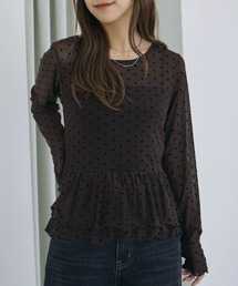 フロッキードットアソートフリルカットTOPS