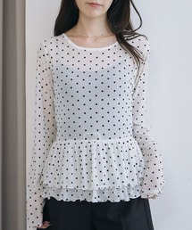 フロッキードットアソートフリルカットTOPS