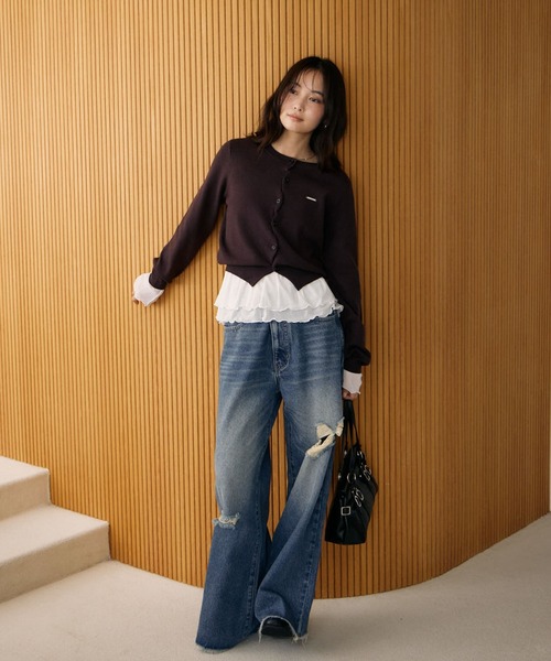 archives(アルシーヴ)の「フロッキードットアソートフリルカットTOPS(Tシャツ/カットソー・レディース・ブラック/オフホワイト/ブラウン/アイボリー・MEDIUM)」の7枚目の写真