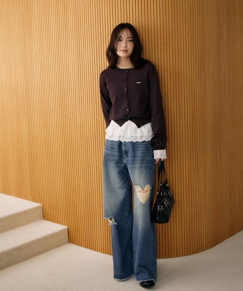 archives(アルシーヴ)の「フロッキードットアソートフリルカットTOPS(Tシャツ/カットソー・レディース・ブラック/オフホワイト/ブラウン/アイボリー・MEDIUM)」の8枚目の写真