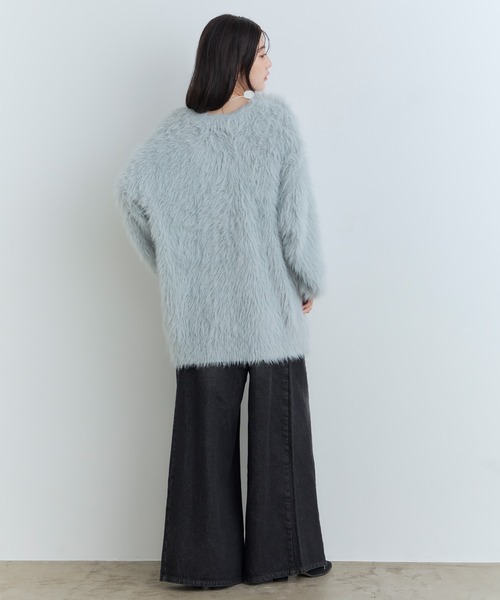 Tiny EDEN(タイニーエデン)の「【中野恵那 着用】ビジュ―ボタン付きシャギーニットカーディガン(カーディガン/ボレロ・レディース・ブルー/ピンク・FREE)」の21枚目の写真