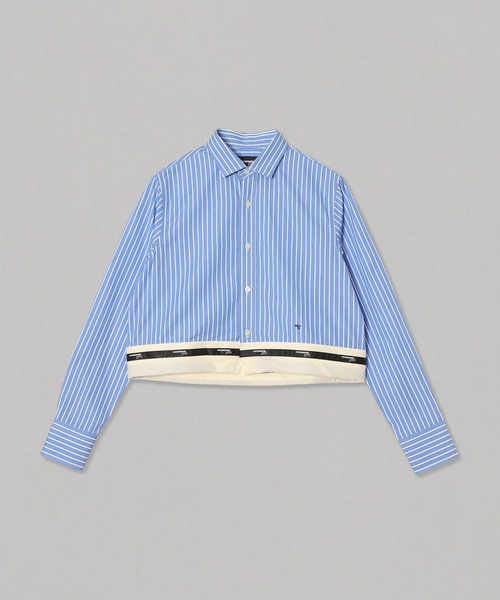HOMME girls(オムガールズ)の「BELTED SHIRT HGSH064(シャツ/ブラウス・レディース・ブルー/ホワイト・SMALL)」の2枚目の写真