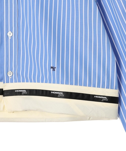 HOMME girls(オムガールズ)の「BELTED SHIRT HGSH064(シャツ/ブラウス・レディース・ブルー/ホワイト・SMALL)」の5枚目の写真