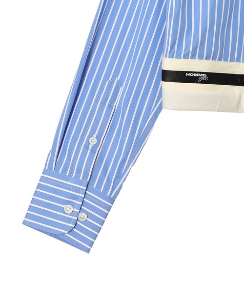 HOMME girls(オムガールズ)の「BELTED SHIRT HGSH064(シャツ/ブラウス・レディース・ブルー/ホワイト・SMALL)」の4枚目の写真