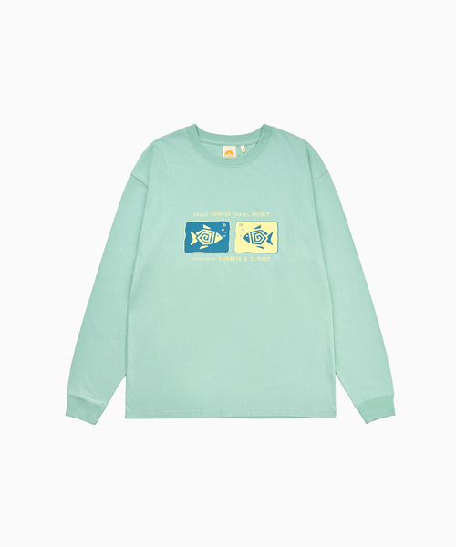 HELLO SUNRISE(ハローサンライズ)の「Geometric Fish L/S Tee_Mint(Tシャツ/カットソー・レディース・ミント・SMALL/MEDIUM/LARGE)」の1枚目の写真