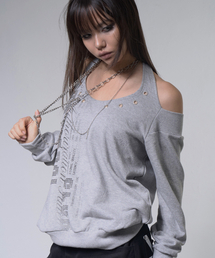 EYELET HALTER SWEAT OFF-SHOULDER (MELANGE) F26ZB534