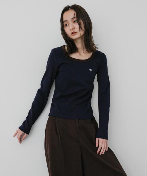 SENSE OF PLACE by URBAN RESEARCH(センスオブプレイスバイアーバンリサーチ)の「ラウンドネックリブTシャツ(Tシャツ/カットソー・レディース・グレー/ブラウン系その他/ピンク/ネイビー・ONE)」の3枚目の写真