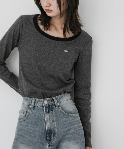 SENSE OF PLACE by URBAN RESEARCH(センスオブプレイスバイアーバンリサーチ)の「ラウンドネックリブTシャツ(Tシャツ/カットソー・レディース・グレー/ブラウン系その他/ピンク/ネイビー・ONE)」の2枚目の写真