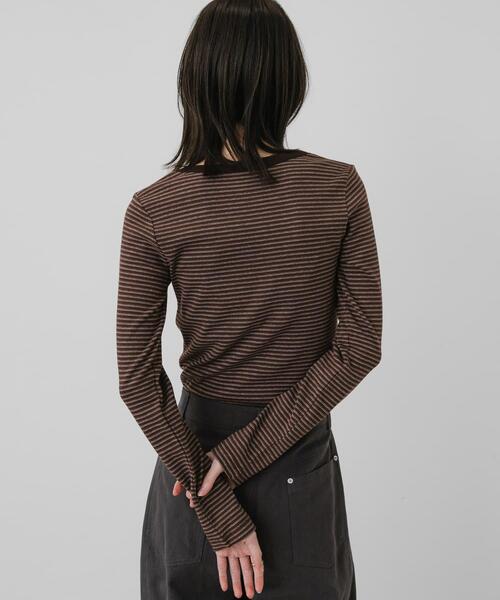 SENSE OF PLACE by URBAN RESEARCH(センスオブプレイスバイアーバンリサーチ)の「ラウンドネックリブTシャツ(Tシャツ/カットソー・レディース・グレー/ブラウン系その他/ピンク/ネイビー・ONE)」の10枚目の写真