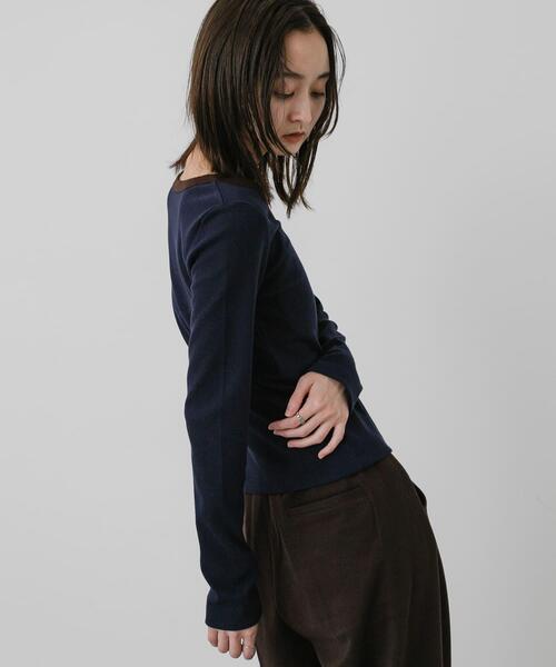 SENSE OF PLACE by URBAN RESEARCH(センスオブプレイスバイアーバンリサーチ)の「ラウンドネックリブTシャツ(Tシャツ/カットソー・レディース・グレー/ブラウン系その他/ピンク/ネイビー・ONE)」の7枚目の写真