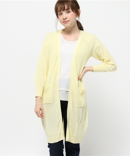 one after another NICE CLAUP(ワンアフターアナザーナイスクラップ)の「【ナイスクラップ】ロングカーディガン(カーディガン/ボレロ・レディース・アイボリー/イエロー/サックスブルー/ネイビー・FREE)」の4枚目の写真