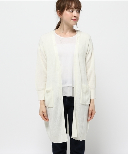 one after another NICE CLAUP(ワンアフターアナザーナイスクラップ)の「【ナイスクラップ】ロングカーディガン(カーディガン/ボレロ・レディース・アイボリー/イエロー/サックスブルー/ネイビー・FREE)」の12枚目の写真