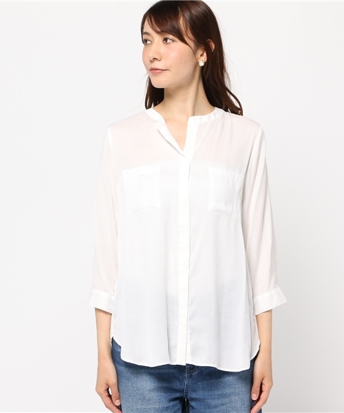 NATURAL BEAUTY BASIC(ナチュラルビューティーベーシック)の「ビエラダブルポケットシャツ(シャツ/ブラウス・レディース・カーキ/ホワイト系その他/ダークネイビー・MEDIUM/LARGE/SMALL)」の8枚目の写真