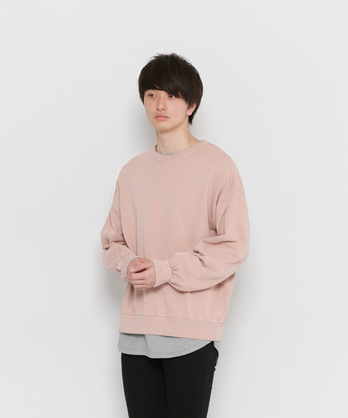 SENSE OF PLACE by URBAN RESEARCH（センスオブプレイスバイアーバンリサーチ）の「ピグメントビッグスウェットシャツ（スウェット・メンズ・チャコールグレー/ライトグレー/ピンク/イエロー・MEDIUM/LARGE）」の4枚目の写真