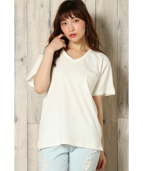 VENCEEXCHANGE（ヴァンスエクスチェンジ）の「シルケットポケット付きＴ（Tシャツ/カットソー・レディース・オフホワイト/ロイヤルブルー/ブラック/オリーブ・MEDIUM）」の2枚目の写真