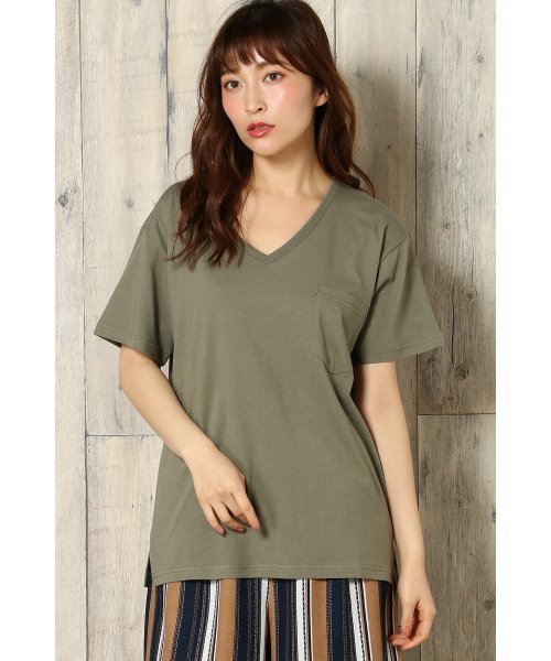 VENCEEXCHANGE（ヴァンスエクスチェンジ）の「シルケットポケット付きＴ（Tシャツ/カットソー・レディース・オフホワイト/ロイヤルブルー/ブラック/オリーブ・MEDIUM）」の4枚目の写真