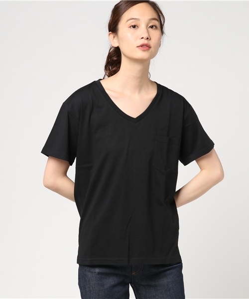 VENCEEXCHANGE（ヴァンスエクスチェンジ）の「シルケットポケット付きＴ（Tシャツ/カットソー・レディース・オフホワイト/ロイヤルブルー/ブラック/オリーブ・MEDIUM）」の14枚目の写真