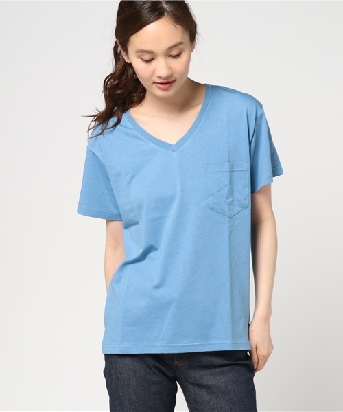 VENCEEXCHANGE（ヴァンスエクスチェンジ）の「シルケットポケット付きＴ（Tシャツ/カットソー・レディース・オフホワイト/ロイヤルブルー/ブラック/オリーブ・MEDIUM）」の16枚目の写真