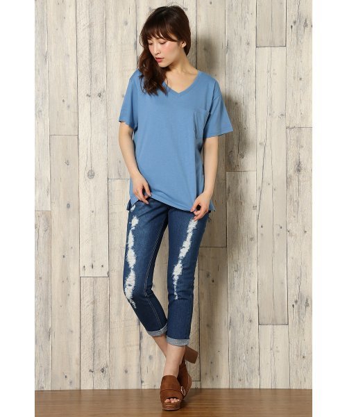 VENCEEXCHANGE（ヴァンスエクスチェンジ）の「シルケットポケット付きＴ（Tシャツ/カットソー・レディース・オフホワイト/ロイヤルブルー/ブラック/オリーブ・MEDIUM）」の17枚目の写真